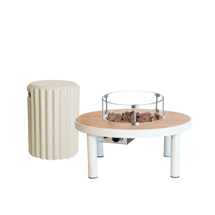 Happy Cocooning vuurtafel set Riviera 80 oyster beige