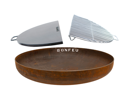 Paketangebot BonFeu Feuerschale 100 + BonPlancha 1/2 100 + BonGrill 1/2 100