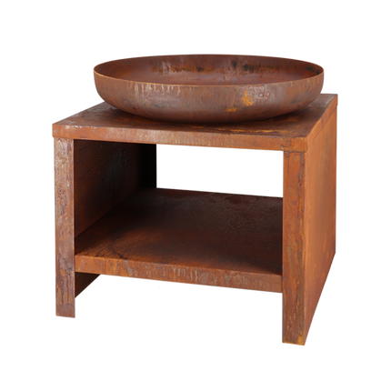 Esschert Feuerschale mit Holzlagerung 60 cm Rust