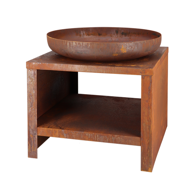 Esschert Feuerschale mit Holzlagerung 60 cm Rust