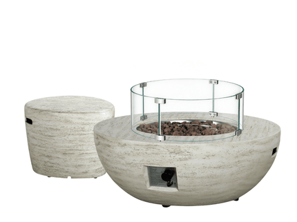 Happy Cocooning Feuertisch-Set Estate Bowl travertin