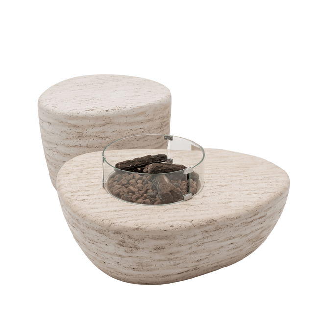 Happy Cocooning Feuertisch-Set Estate Organic 107 Travertin