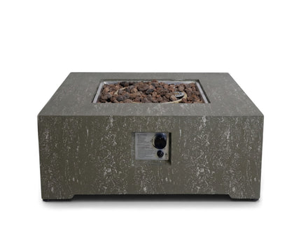 Happy Cocooning Feuertisch-Set Estate Square 88 Oscuro Travertin