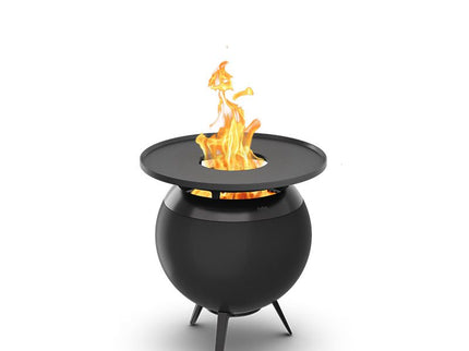 Höfats MOON 45 Feuerschale mit Plancha schwarz niedrig