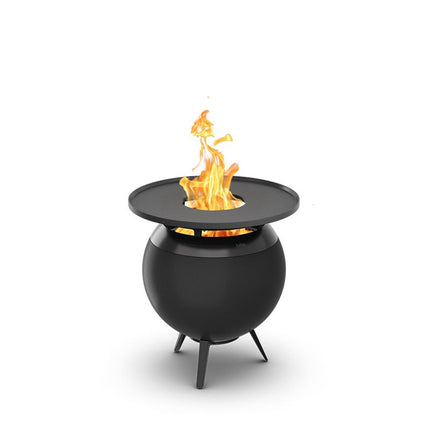 Höfats MOON 45 Feuerschale mit Plancha schwarz niedrig