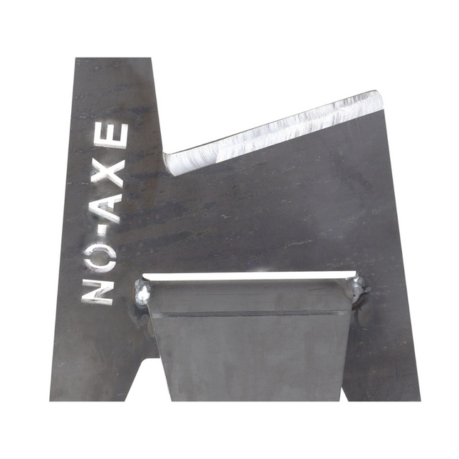 NO-AXE houtklover blank staal detailfoto