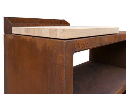 Quoco TAVOLO Corten met plank detail